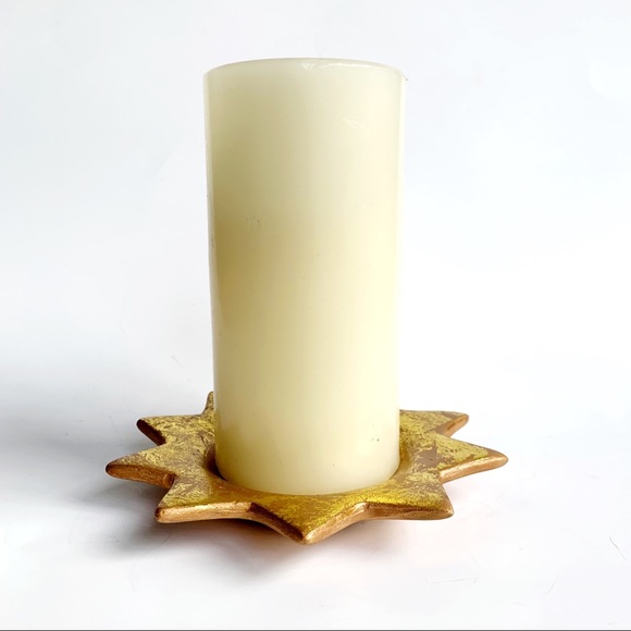 Vintage 90s Celestial Terra Cotta Candle Holders and Sun Ornament Set - Picture 2 of 9